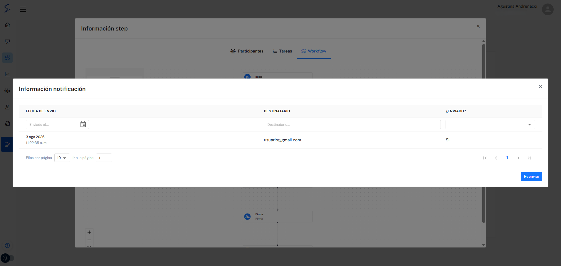 Reenviar notificaciones de inicio de los firmantes